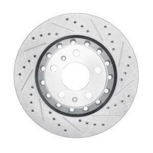 Audi A8 Brake Rotor (1) - Rear Right - R1 Concepts - Drilled & Slotted - Silver - `04-`10